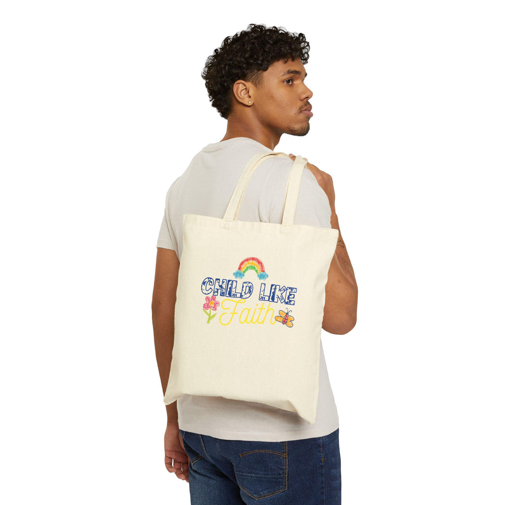 Childlike faith printed in Cotton Canvas Tote Bag