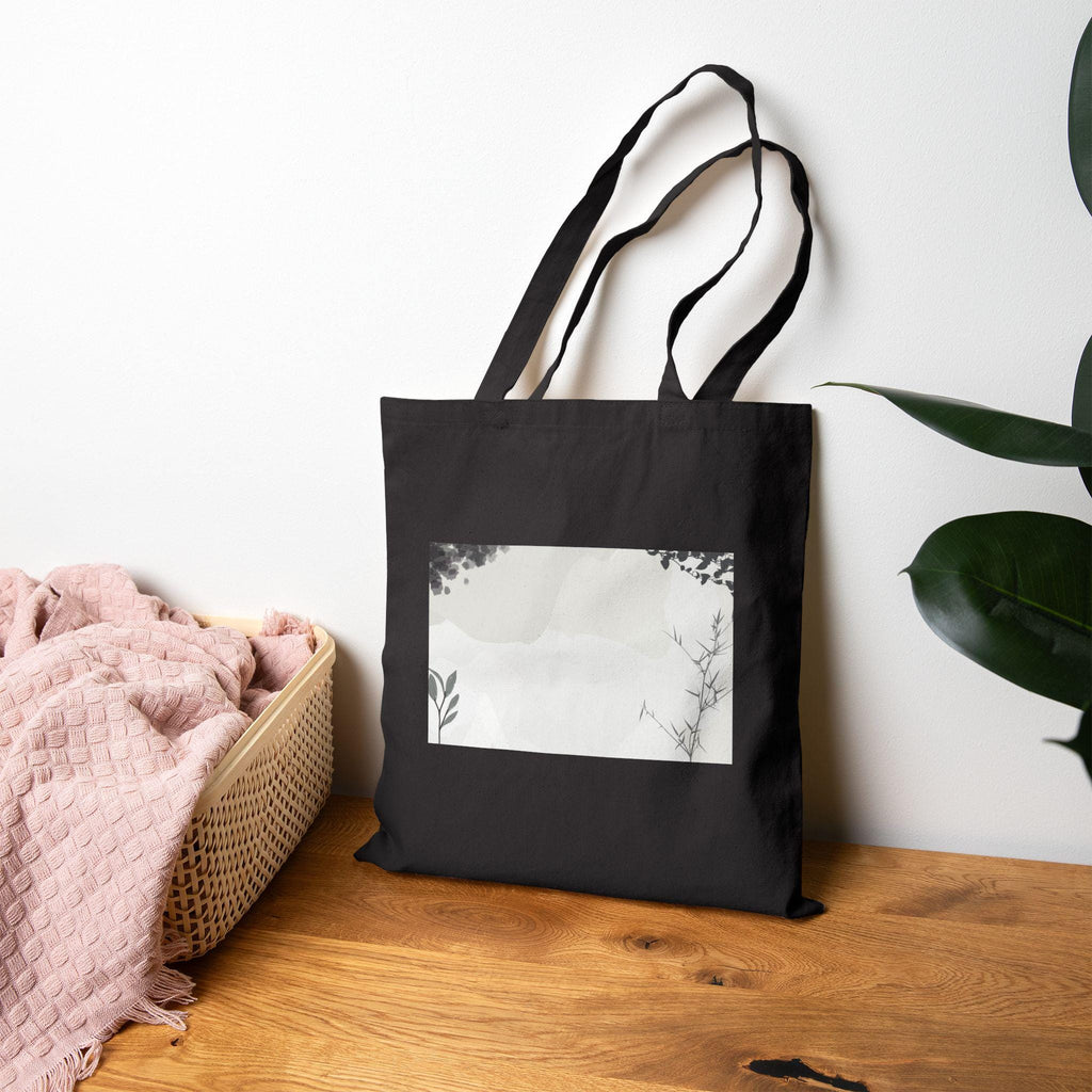 Grey Abstract Cotton Canvas Tote Bag