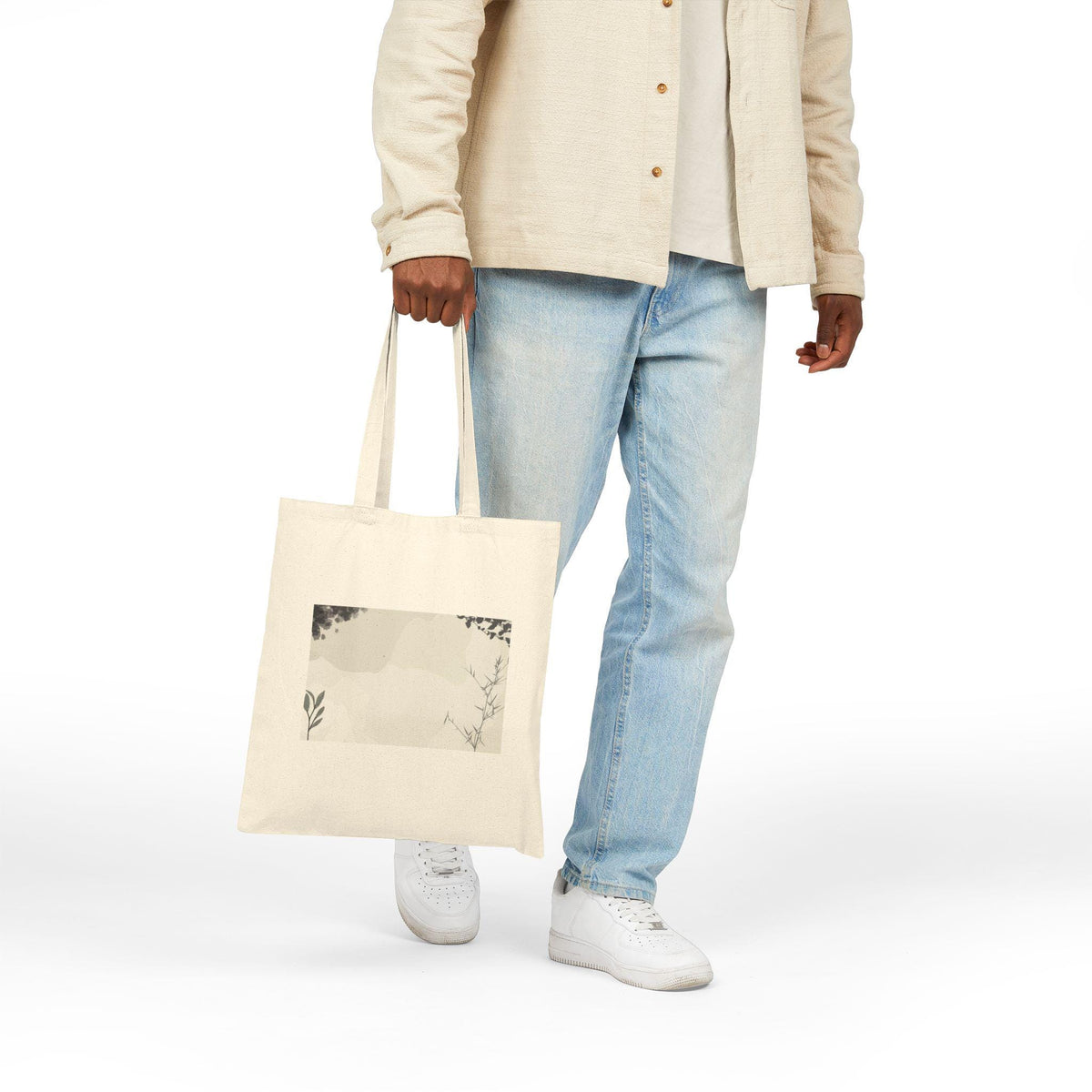 Grey Abstract Cotton Canvas Tote Bag