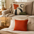 Abstract Brushstroke Cozy Pillow Faux Linen Accent | Neutral Earth Tone
