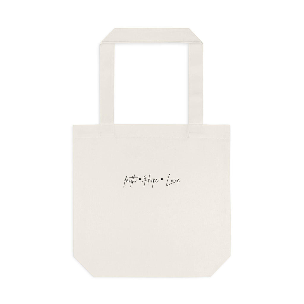 Abstract Floral Mosaic Cotton Tote Bag | Orange Gray Grid Art