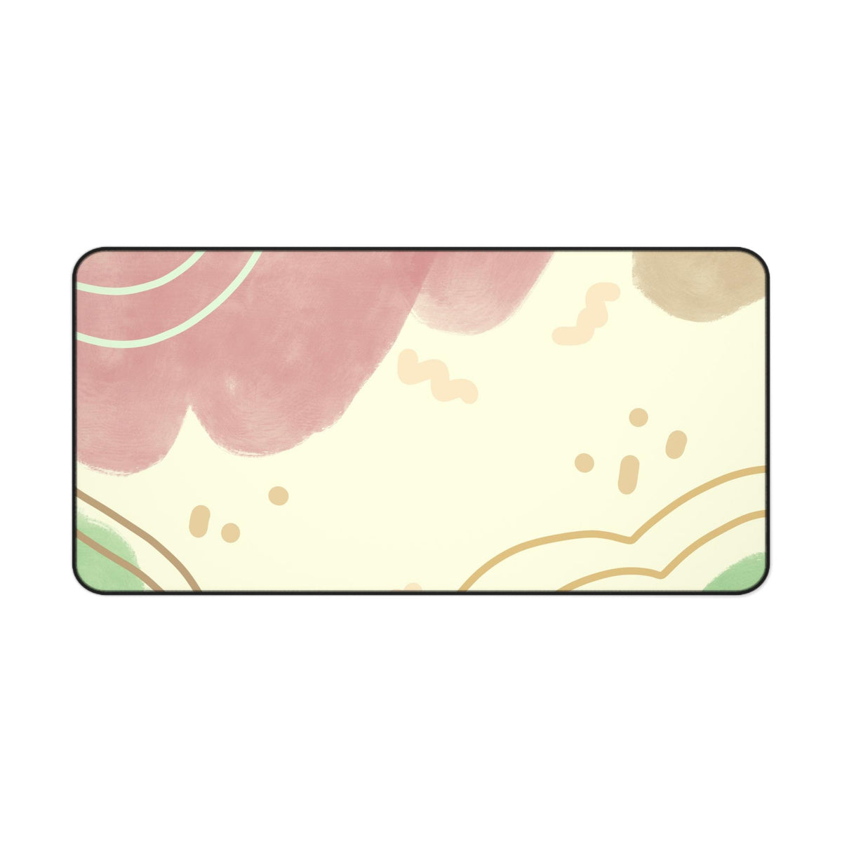 Abstract Pastel Clouds Desk Mat | Pink Green Minimalist Mouse Pad