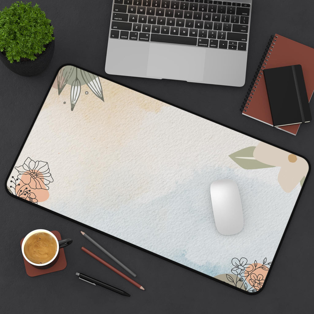 Pastel Watercolor Botanical Desk Mat | Neoprene, Anti-Slip, Calming Workspace