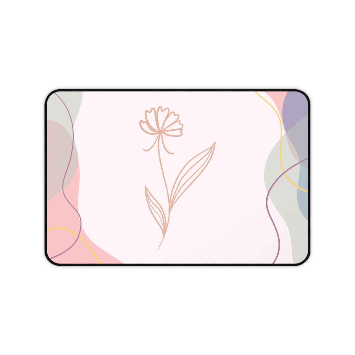 Minimal Line Flower Desk Mat | Pastel Abstract Mousepad Desk Pad