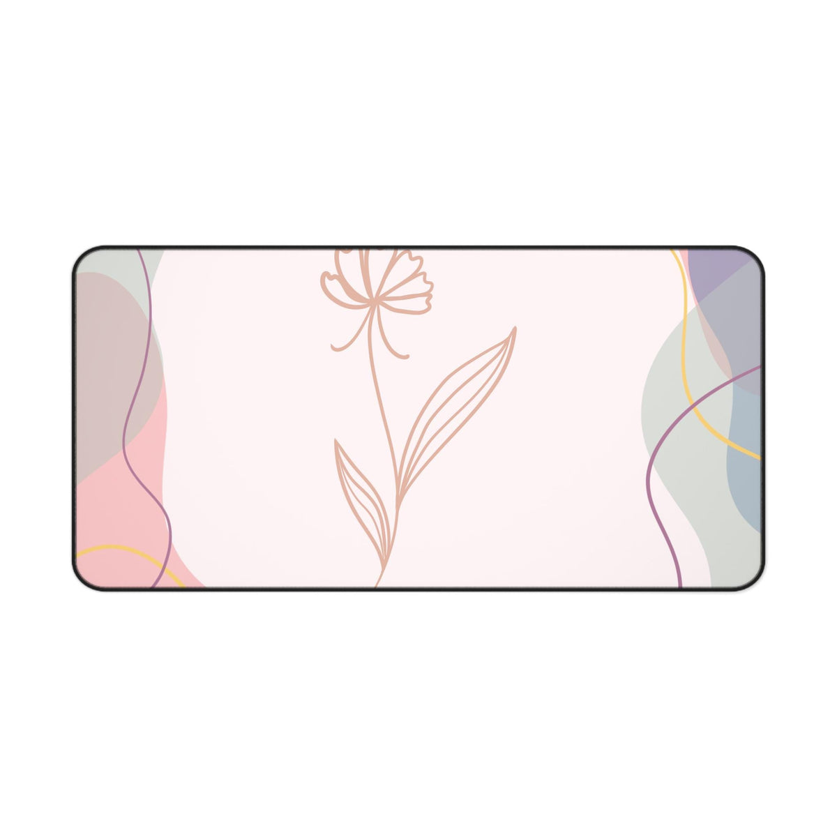 Minimal Line Flower Desk Mat | Pastel Abstract Mousepad Desk Pad