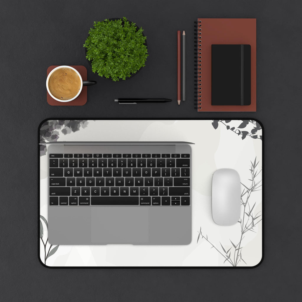 Monochrome Botanical Abstract Desk Mat Pad