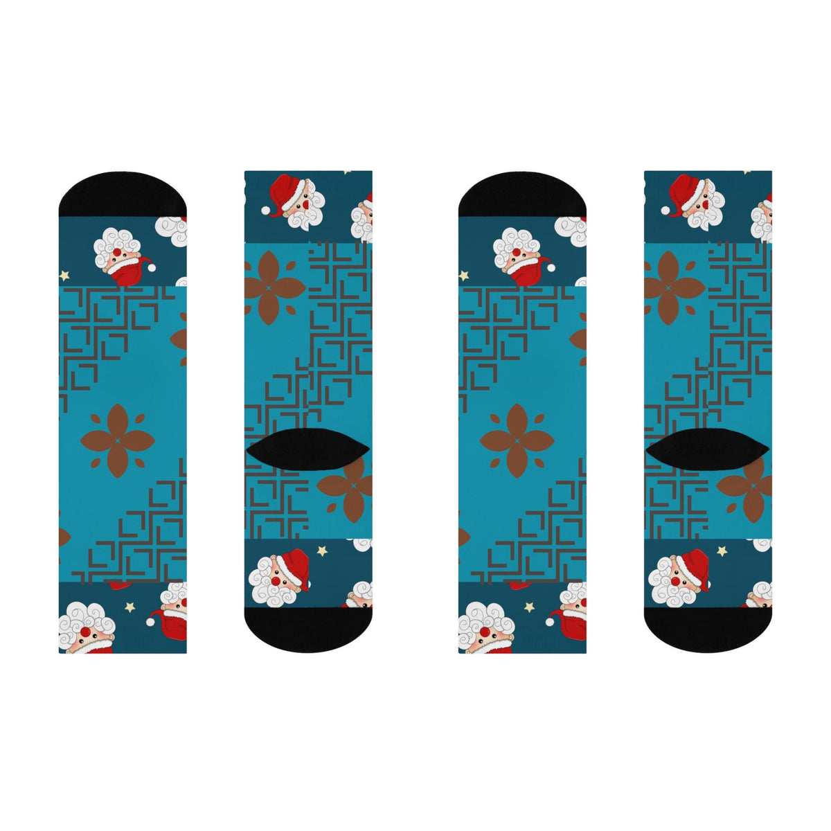 Santa Face Pattern Crew Socks | Christmas Holiday Sock Design